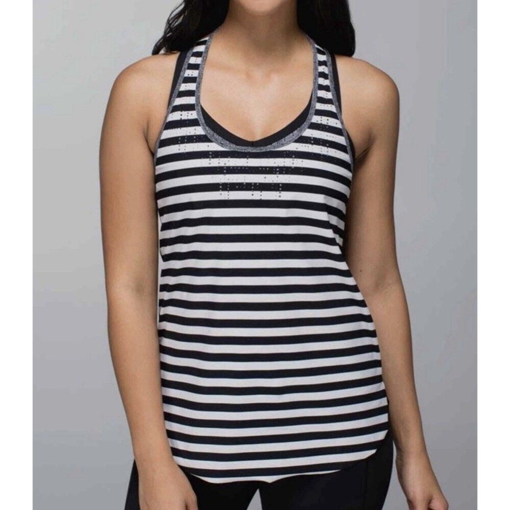 Lululemon Water Bound Singlet Apex Stripe Black White Women’s 6 Small Tank Top